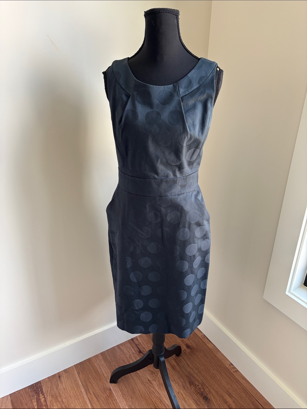 kate spade Black Polka Jacquard Sleeveless Midi Dress